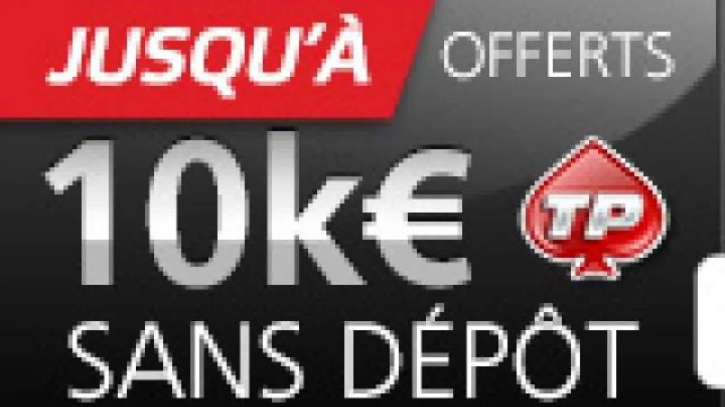 Jusqu'à 10 000€ offerts sans dépôt sur Turbo Poker