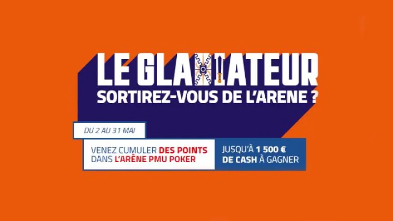Devenez gladiateur sur PMU Poker, et remportez jusqu'à 1500€ en mai
