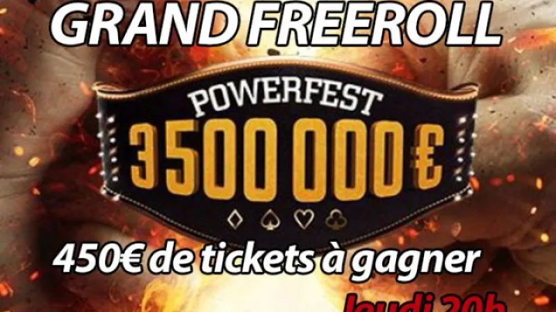 Grand freeroll PA spécial Powerfest : 450€ de tickets offerts sur Party Poker