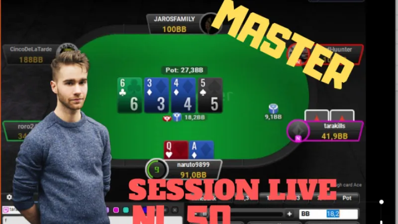 Master joue en live en NL50 sur deux tables (2/2)