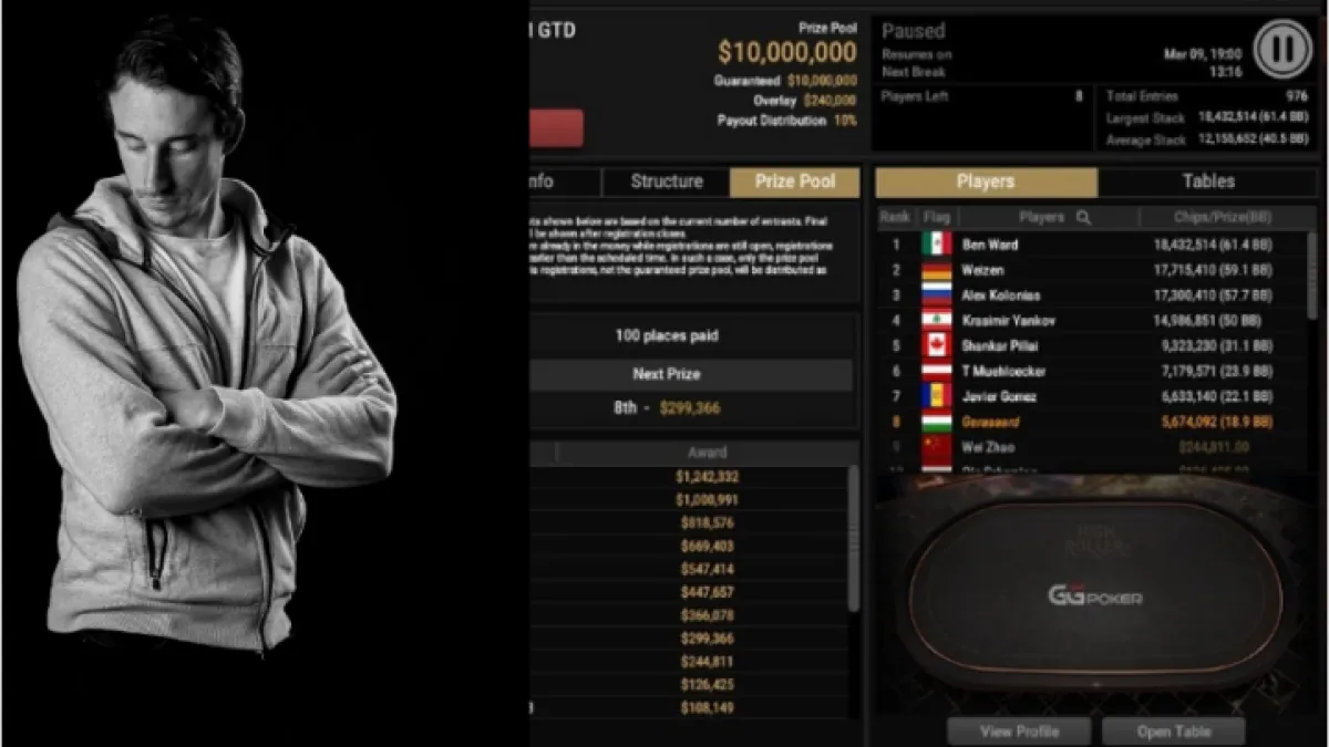 Coach Benj, en table finale du Main Event du Super Million de GGPoker (1M$ à la gagne)
