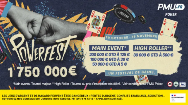 Powerfest : 1 750 000 € garantis sur PMU et partypoker !