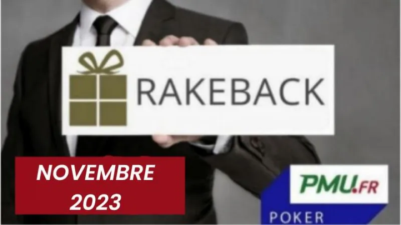 La promotion rakeback de novembre 2023 sur PMU Poker !