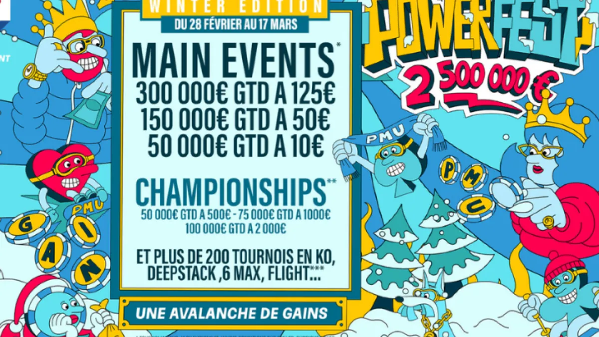 Powerfest Winter : 2 500 000 € garantis sur PMU et partypoker !
