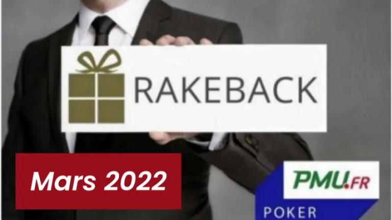 La promotion rakeback de mars 2022 sur PMU Poker !